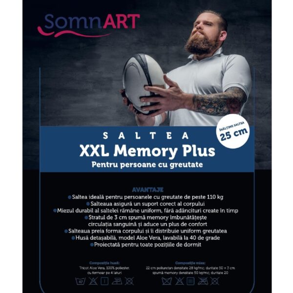 Saltea cu memorie SomnART XXL Memory Plus 200x200 inaltime 25 cm9